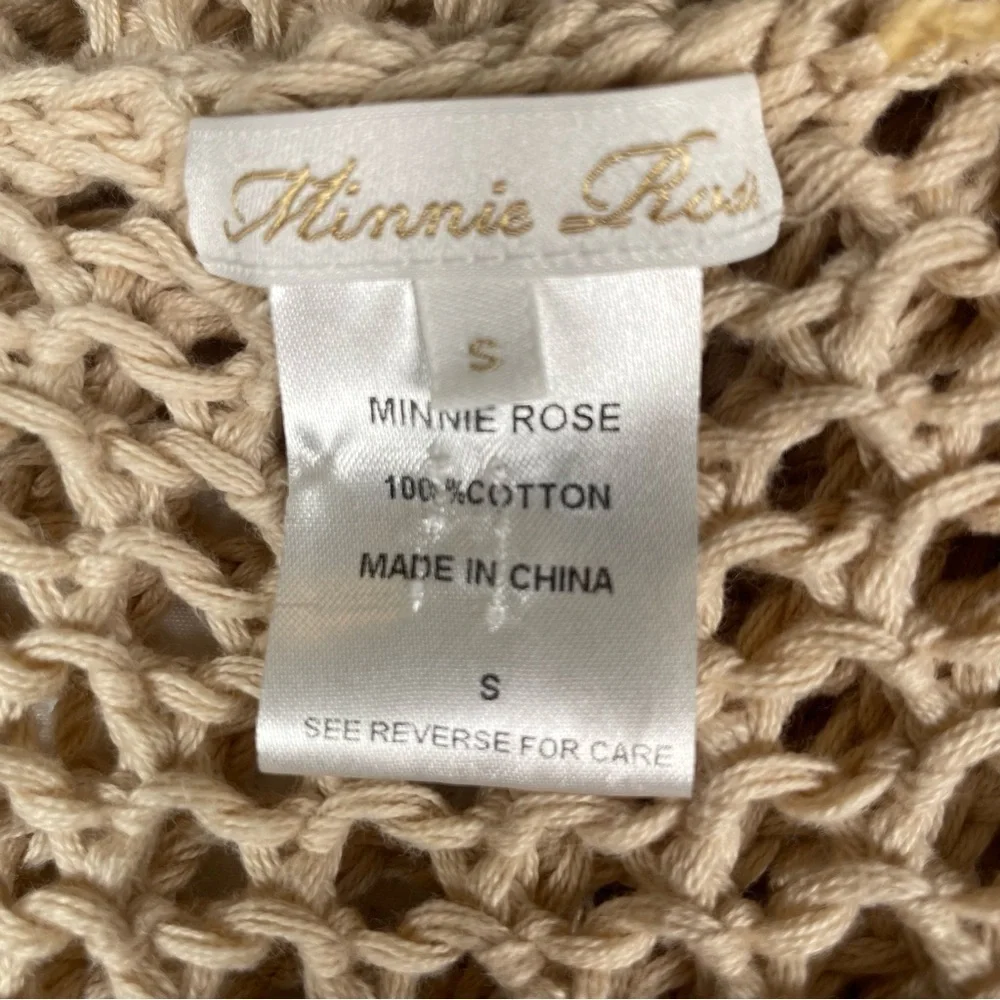Minnie Rose Crochet Fringe Cardigan Boho 100% Cotton Vest Size S - Picture 5 of 9